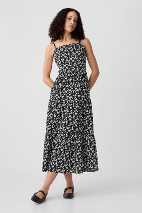 Gap Floreale - Abito midi a balze in cotone con spalline